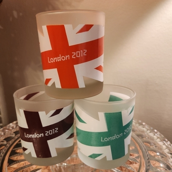 London Olympics Frosted Glass Tumblers Set  Union Jack‎ Flag & Official Logo - Picture 3 of 7